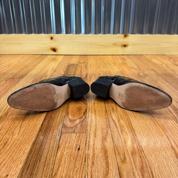 J Crew Black Leather Croc-Embossed Pull-on Ankle Boots - Picture 5 of 10